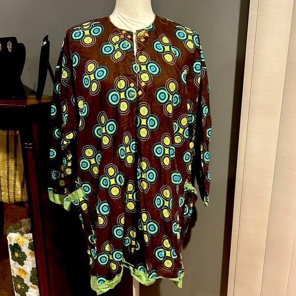 African Men's Clothing Traditional 2 Piece Embroidered Suit Shirt Pants - Picture 1 of 8